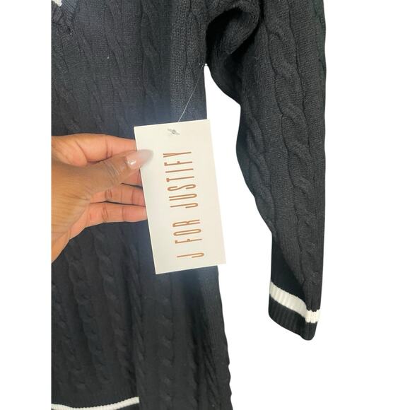 J for Justify Black Sweater Dress Women 1X V-Neck Cable Knit Preppy Bodycon NWT - Picture 13 of 13